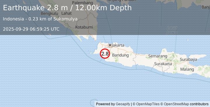 Earthquake JAVA, INDONESIA (2.8 m) (2025-09-29 06:59:25 UTC)