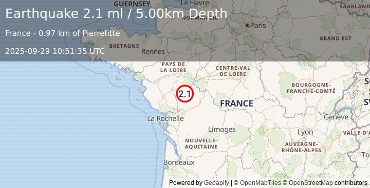 Earthquake FRANCE (2.1 ml) (2025-09-29 10:51:35 UTC)