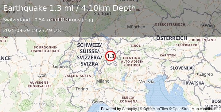 Earthquake SWITZERLAND (1.3 ml) (2025-09-29 19:23:49 UTC)