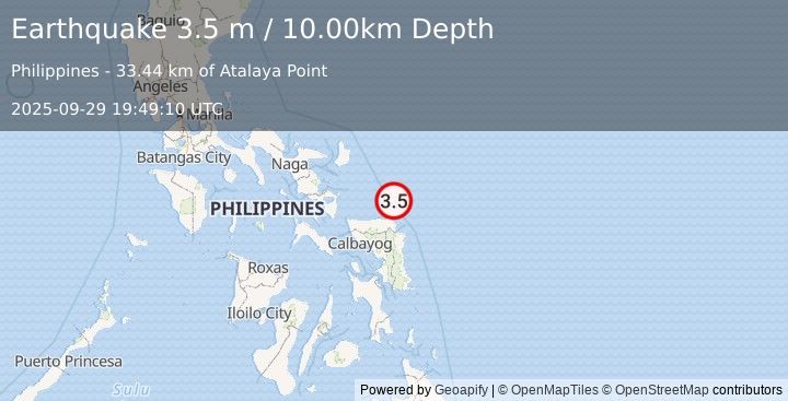 Earthquake SAMAR, PHILIPPINES (3.5 m) (2025-09-29 19:49:10 UTC)