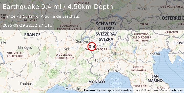 Earthquake NORTHERN ITALY (0.4 ml) (2025-09-29 22:32:27 UTC)