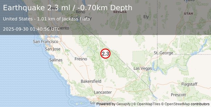 Earthquake CENTRAL CALIFORNIA (2.3 ml) (2025-09-30 01:40:56 UTC)