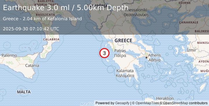 Earthquake GREECE (3.4 ml) (2025-09-30 07:10:40 UTC)