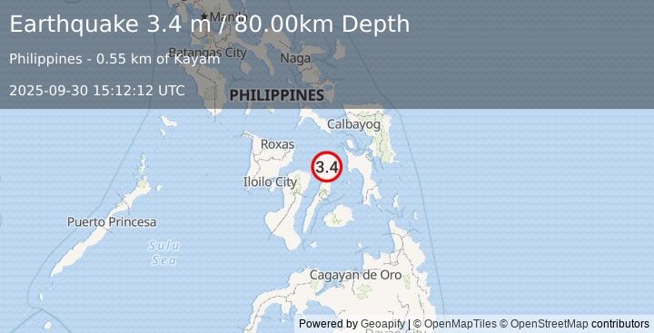 Earthquake VISAYAN SEA, PHILIPPINES (3.4 m) (2025-09-30 15:12:12 UTC)
