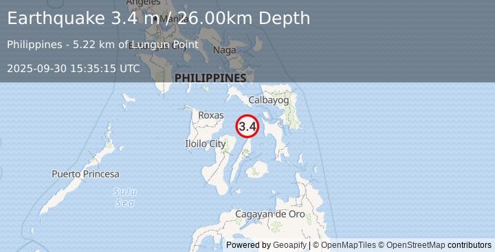 Earthquake VISAYAN SEA, PHILIPPINES (3.4 m) (2025-09-30 15:35:15 UTC)