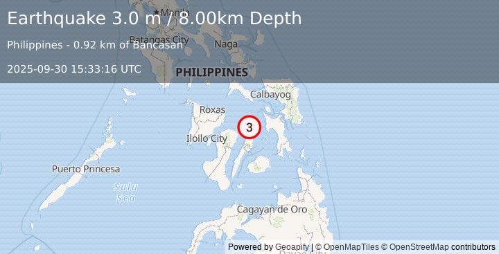 Earthquake VISAYAN SEA, PHILIPPINES (3.0 m) (2025-09-30 15:33:16 UTC)