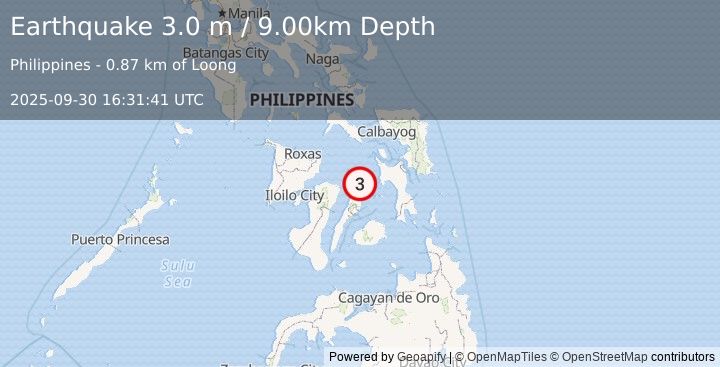 Earthquake LEYTE, PHILIPPINES (3.0 m) (2025-09-30 16:31:41 UTC)