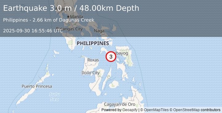 Earthquake LEYTE, PHILIPPINES (3.0 m) (2025-09-30 16:55:46 UTC)