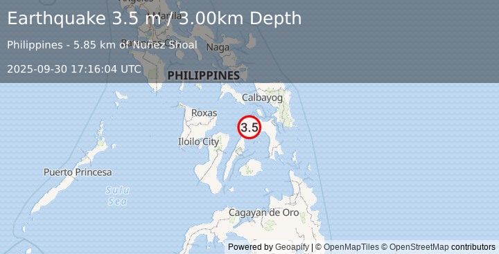 Earthquake LEYTE, PHILIPPINES (3.5 m) (2025-09-30 17:16:04 UTC)