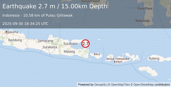 Earthquake BALI SEA (2.7 m) (2025-09-30 18:34:25 UTC)