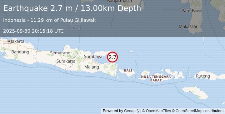 Earthquake BALI SEA (2.7 m) (2025-09-30 20:15:18 UTC)