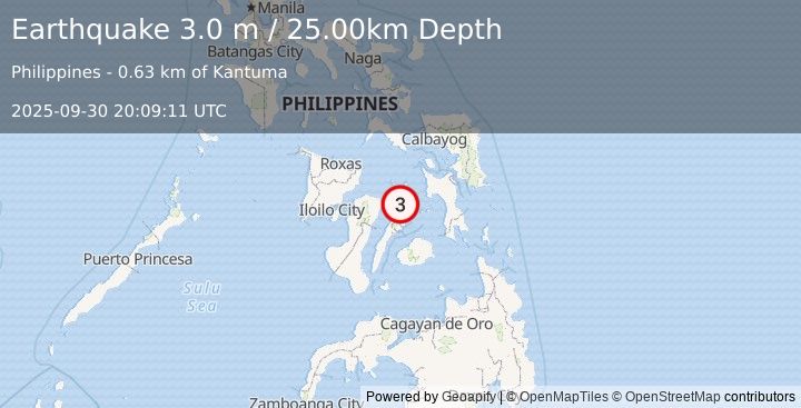 Earthquake NEGROS- CEBU REG, PHILIPPINES (3.0 m) (2025-09-30 20:09:11 UTC)
