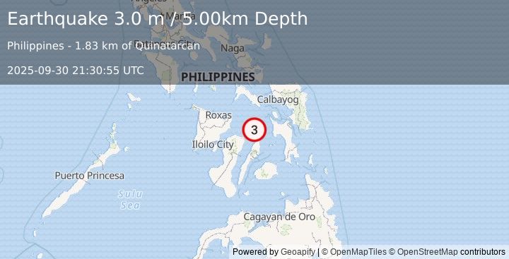 Earthquake VISAYAN SEA, PHILIPPINES (3.0 m) (2025-09-30 21:30:55 UTC)