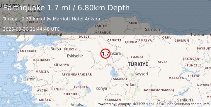 Earthquake CENTRAL TURKEY (1.7 ml) (2025-09-30 21:44:40 UTC)
