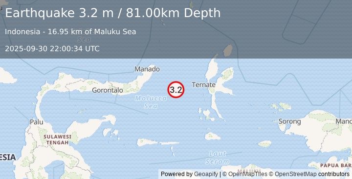 Earthquake MOLUCCA SEA (3.2 m) (2025-09-30 22:00:34 UTC)