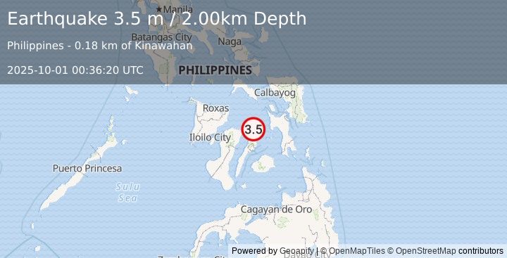 Earthquake NEGROS- CEBU REG, PHILIPPINES (3.5 m) (2025-10-01 00:36:20 UTC)