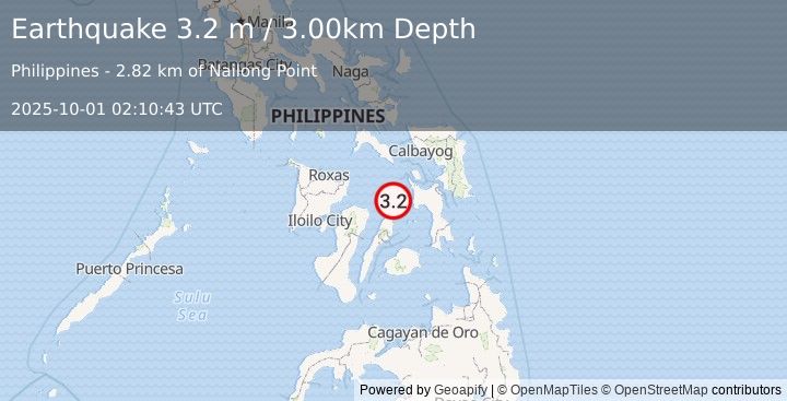 Earthquake LEYTE, PHILIPPINES (3.2 m) (2025-10-01 02:10:43 UTC)