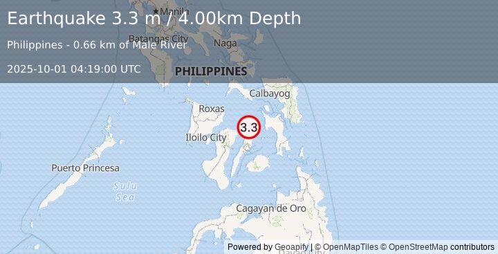 Earthquake VISAYAN SEA, PHILIPPINES (3.3 m) (2025-10-01 04:19:00 UTC)