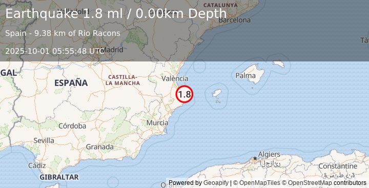 Earthquake SPAIN (1.8 ml) (2025-10-01 05:55:48 UTC)