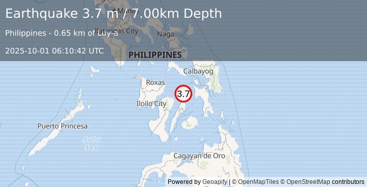 Earthquake VISAYAN SEA, PHILIPPINES (3.7 m) (2025-10-01 06:10:42 UTC)