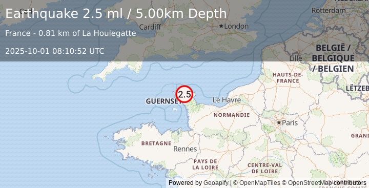 Earthquake FRANCE (2.5 ml) (2025-10-01 08:10:52 UTC)