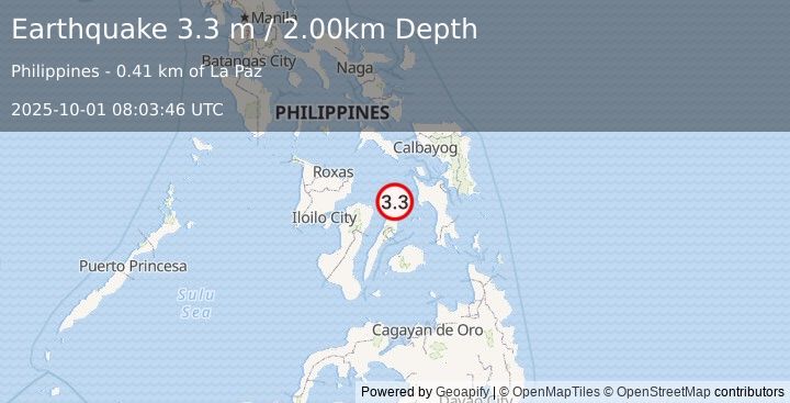 Earthquake VISAYAN SEA, PHILIPPINES (3.3 m) (2025-10-01 08:03:46 UTC)