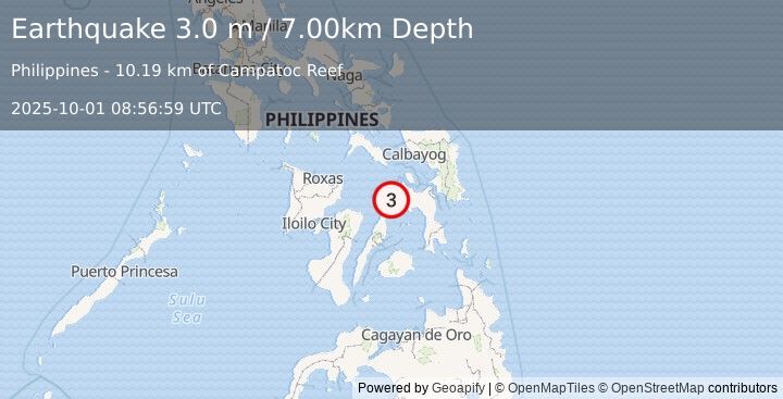 Earthquake LEYTE, PHILIPPINES (3.0 m) (2025-10-01 08:56:59 UTC)