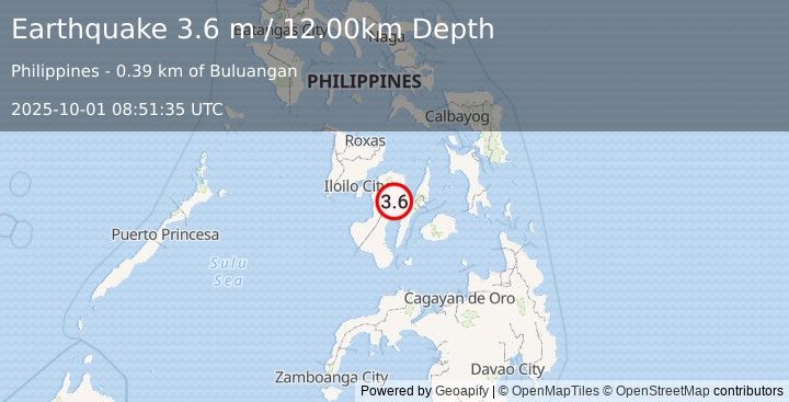 Earthquake NEGROS- CEBU REG, PHILIPPINES (3.6 m) (2025-10-01 08:51:35 UTC)