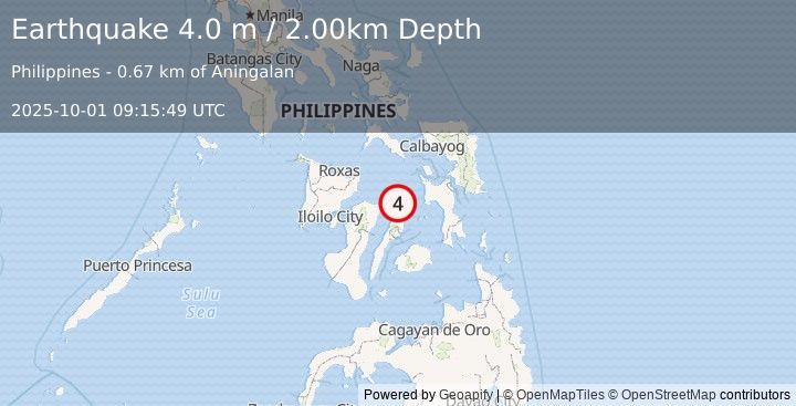 Earthquake NEGROS- CEBU REG, PHILIPPINES (4.0 m) (2025-10-01 09:15:49 UTC)