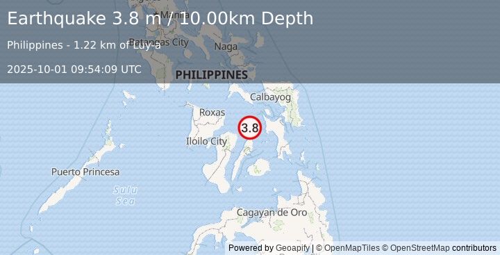 Earthquake VISAYAN SEA, PHILIPPINES (3.8 m) (2025-10-01 09:54:09 UTC)
