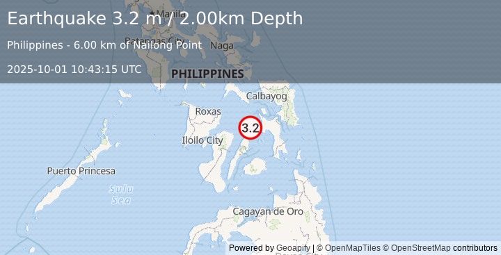 Earthquake LEYTE, PHILIPPINES (3.2 m) (2025-10-01 10:43:15 UTC)