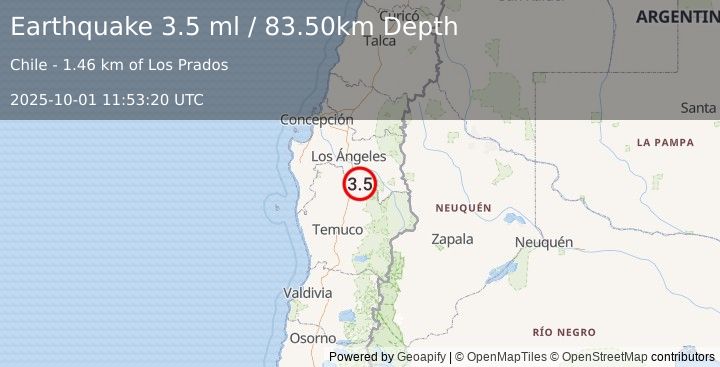 Earthquake BIO-BIO, CHILE (3.5 ml) (2025-10-01 11:53:20 UTC)