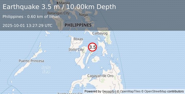 Earthquake NEGROS- CEBU REG, PHILIPPINES (3.5 m) (2025-10-01 13:27:29 UTC)