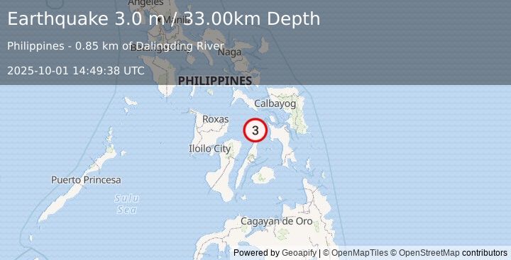 Earthquake VISAYAN SEA, PHILIPPINES (3.0 m) (2025-10-01 14:49:38 UTC)