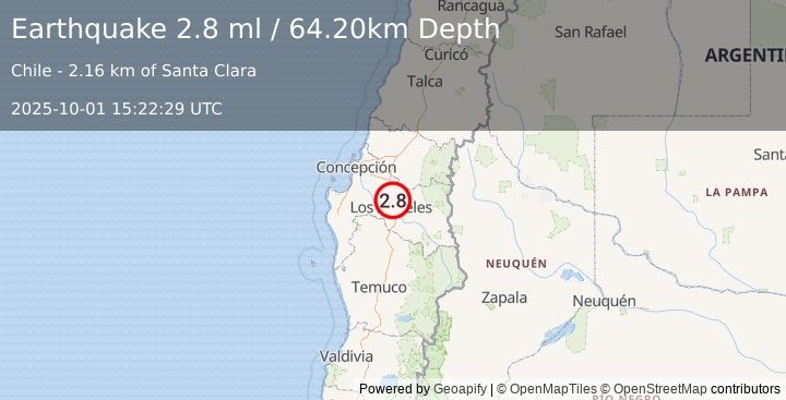 Earthquake BIO-BIO, CHILE (2.8 ml) (2025-10-01 15:22:29 UTC)