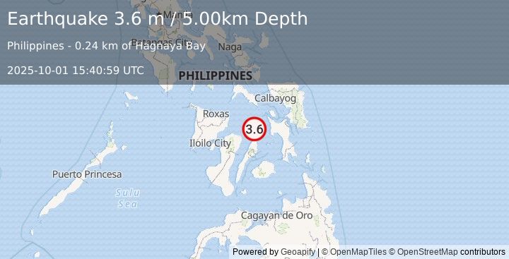 Earthquake VISAYAN SEA, PHILIPPINES (3.6 m) (2025-10-01 15:40:59 UTC)
