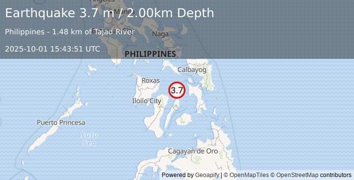 Earthquake VISAYAN SEA, PHILIPPINES (3.7 m) (2025-10-01 15:43:51 UTC)