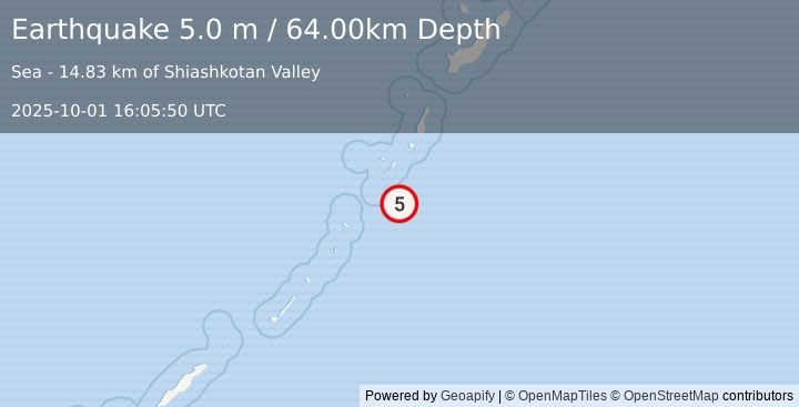 Earthquake KURIL ISLANDS (5.0 m) (2025-10-01 16:05:50 UTC)