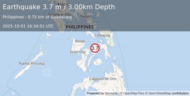 Earthquake LEYTE, PHILIPPINES (3.7 m) (2025-10-01 16:34:01 UTC)