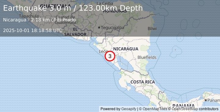 Earthquake NICARAGUA (3.1 m) (2025-10-01 18:18:53 UTC)