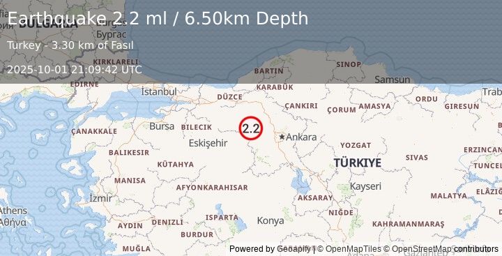 Earthquake WESTERN TURKEY (1.7 ml) (2025-10-01 21:10:01 UTC)