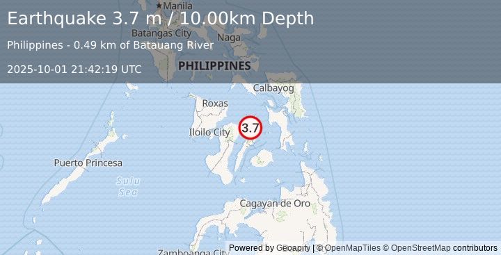 Earthquake NEGROS- CEBU REG, PHILIPPINES (3.7 m) (2025-10-01 21:42:19 UTC)