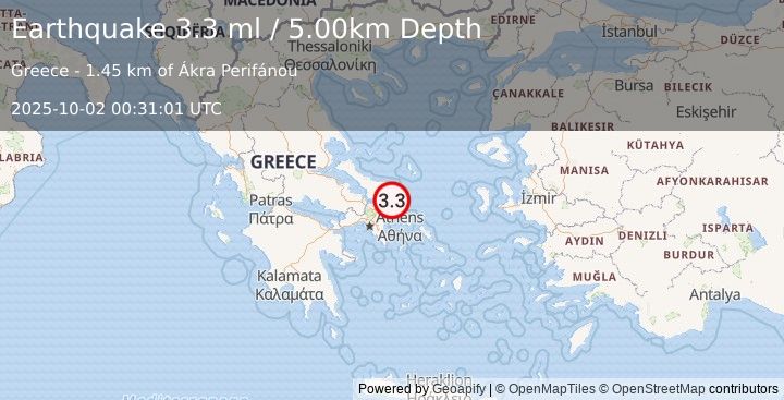 Earthquake AEGEAN SEA (3.3 ml) (2025-10-02 00:31:01 UTC)
