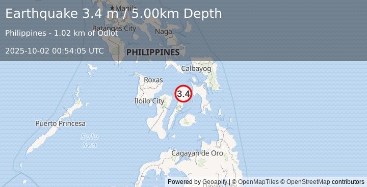 Earthquake LEYTE, PHILIPPINES (3.4 m) (2025-10-02 00:54:05 UTC)