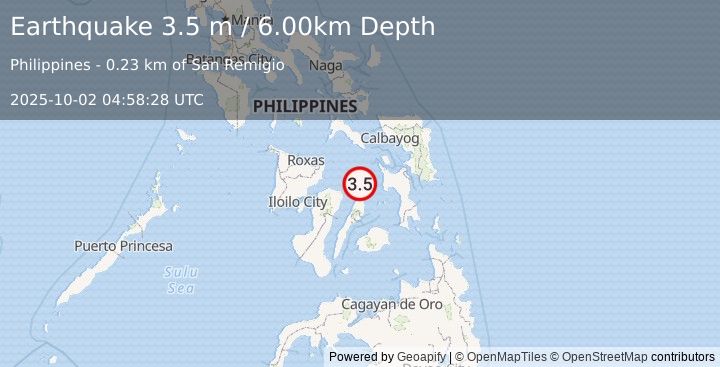 Earthquake VISAYAN SEA, PHILIPPINES (3.5 m) (2025-10-02 04:58:28 UTC)