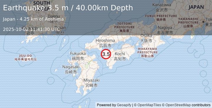 Earthquake SHIKOKU, JAPAN (3.5 m) (2025-10-02 11:41:30 UTC)