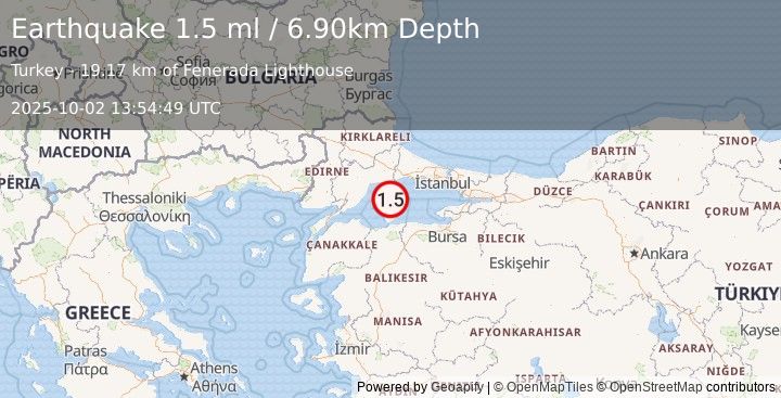 Earthquake WESTERN TURKEY (1.5 ml) (2025-10-02 13:54:49 UTC)