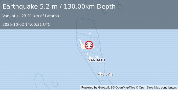 Earthquake VANUATU (5.1 m) (2025-10-02 14:00:30 UTC)