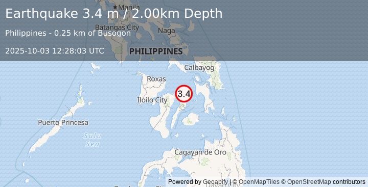 Earthquake NEGROS- CEBU REG, PHILIPPINES (3.4 m) (2025-10-03 12:28:03 UTC)