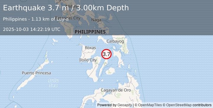Earthquake VISAYAN SEA, PHILIPPINES (3.7 m) (2025-10-03 14:22:19 UTC)